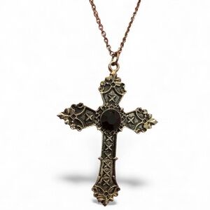 Elegant Black and Silver Cross Pendant Necklace